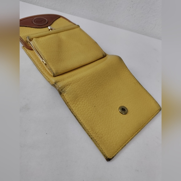 Dooney & Bourke Vintage AWL Mustard & British Tan Trifold Wallet - Picture 14 of 15